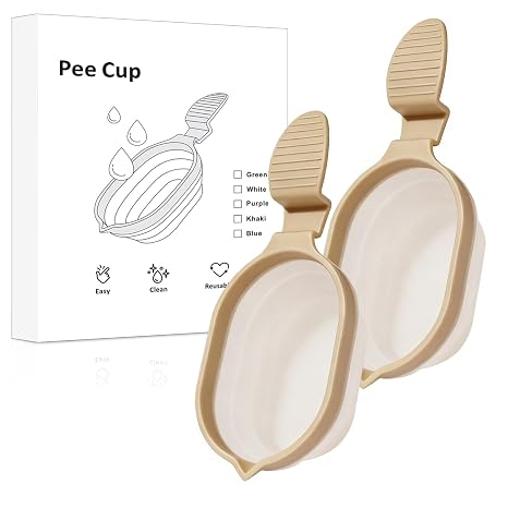 Urine Collection Cup 2 Pack Collapsible Urine Collection Cups Urinal Specimen Cup Reusable Urine Sample Bottles for Pregnancy Test and Ovulation Test