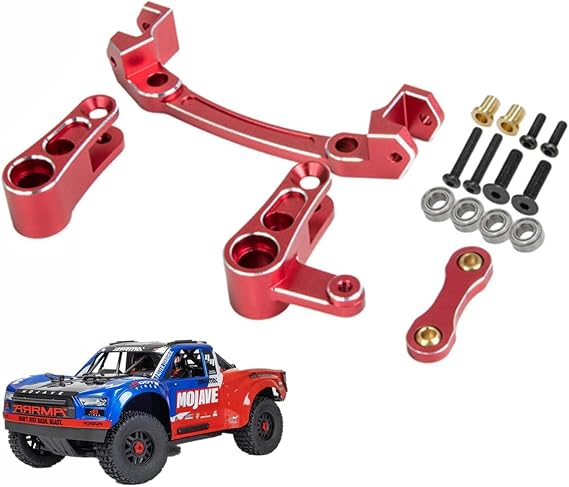 アルミステアリングアセンブリ ステアリングベルクランク Arrma 1/8 Mojave 4S 4X4 BLX RCカーアップグレードパーツ 交換# ARA340200 レッド