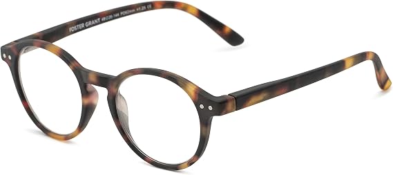 Foster Grant unisex-adult Everett Pop of Power Bifocal Style Blue Light Round Reading Glasses