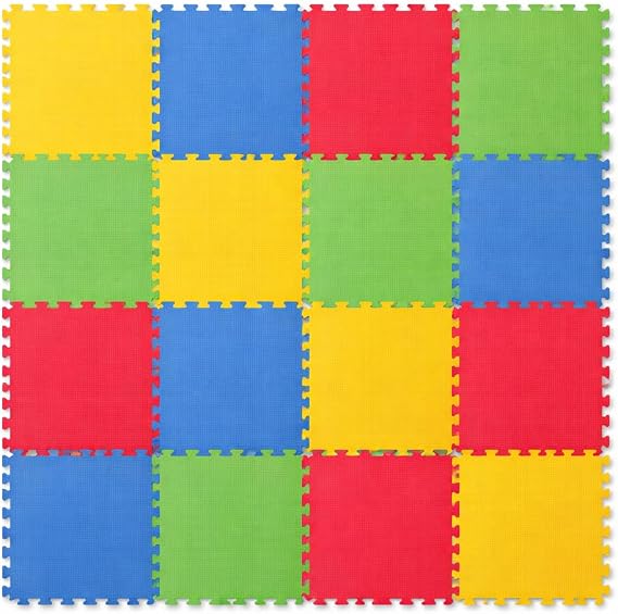 EVA Interlocking Foam Floor Mats 30x30cm – Soft Non-Slip Puzzle Tiles for Kids Play Area, Home Gym, Yoga, Exercise, Sports & Protective Flooring (Multicolor, 36 Mats)