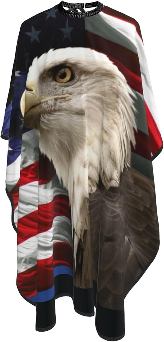 Bald Eagle American Flag Salon Barber Cape - Professional Hairdressing Waterproof Hair Cutting Cape With Adjustable Snap Closure-Haircut Apron For Hair Stylist And Home Use-55''X66''