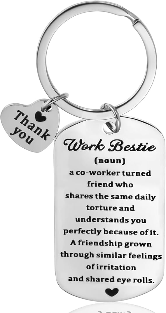 Funny Coworker Gifts for Women Men Work Bestie Keychain Coworker Going Away Leaving Farewell Goodbye Christmas Birthday Gifts for Co Worker Female Friend Work Friendship Retirement New Job Gift