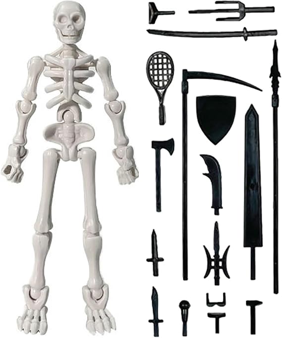 Skeleton Action Figure, Halloween Movable Skeleton Miniature, Human Bone Desktop Figure Model for Home Classroom Teaching Display Holiday Gathering Entryway Workplace Table Indoor