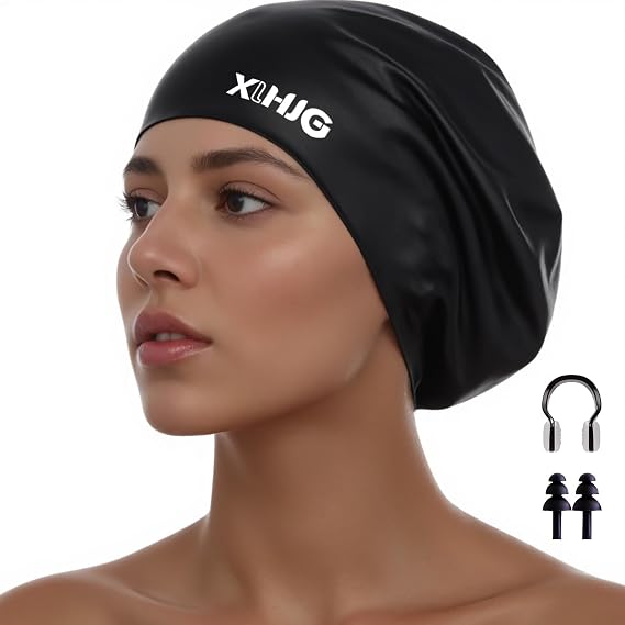 Extra Large Swim Cap Women Adult,Swim Cap for All Head Types,Silicone Swimming Cap for Women and Men Keep Hair Dry