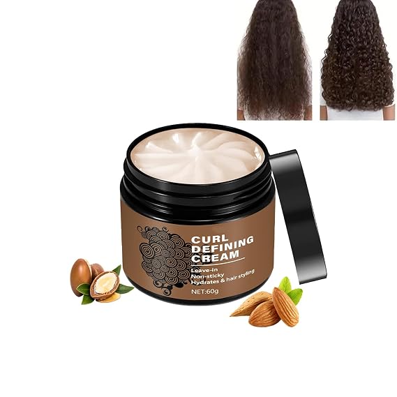Black Castor Oil Curl Defining Cream,Long-Lasting Hold Curl Cream for Enhanced Waves and Curls,Lightweight and Anti-Frizz Moisturizing Hair Mask,Suitable for All Curly Hair Types,2.14 Oz