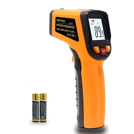 Ketotek Digital Infrared Thermometer Temperature Gun -58F to 1112 F(-50C to 600C) Handheld Non Contact IR Laser Thermometer KT600Y for Cooking Meat Refrigerator Pool Pizza Oven BBQ Food