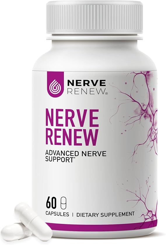NERVE RENEW Advanced Nerve Support Supplement - 300mg Stabilized R-Alpha Lipoic Acid, Vitamin B Complex, Benfotiamine, Herbs for Fast-Acting Support - 60 ct