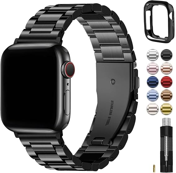 Fullmosa Metal Band with Case for Apple Watch 41/40/38/46/49/45/44/42mm