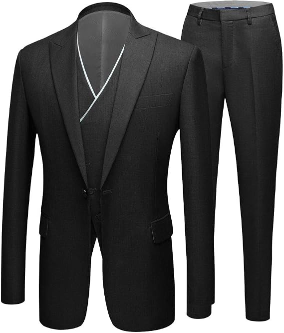Men's Slim Fit Peak Lapel Suits 3 Pieces Wedding Suits for Men Groom Tuexdos