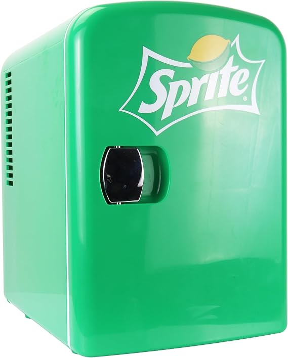 Koolatron Sprite Mini Fridge 4L Portable Thermoelectric Cooler with Iconic Sprite Logo Dual Power 110V AC/12V DC for Home Office Car Dorm Compact Green Refrigerator for Drinks Made In Canada