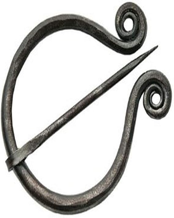 SZCO Supplies Medieval Cloak Pin - 4.25 Inch Carbon Steel Celtic Brooch for Cloaks and Shawls, Viking-Style Fastener with Swivel Prong