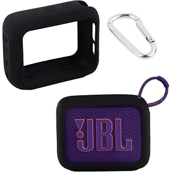 Carrying Case Silicone Case Compatible with JBL Go 4 Portable Bluetooth Speaker Portable Ultralight Silicone Protective Case Shockproof and Non-Slip with Carabiner (Speaker Not I