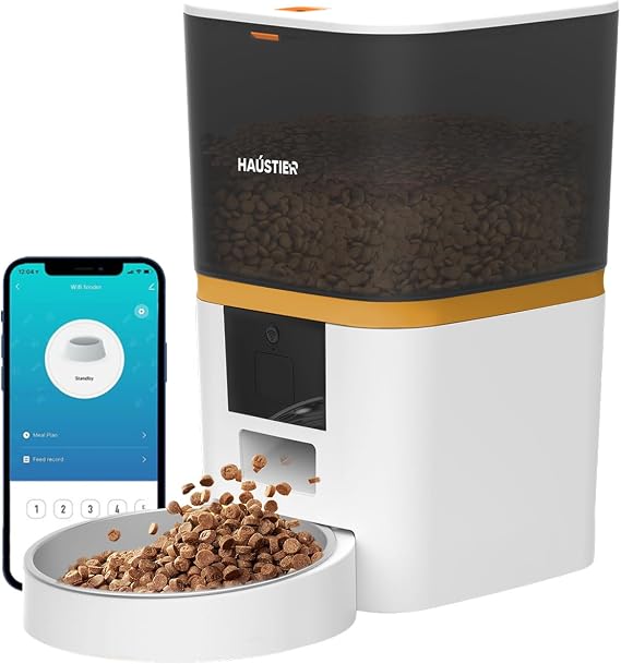 Haustier QQ003 Akıllı Otomatik Kedi Mama Kabı, Tuya App-Wifi Uzaktan Kontrol, 6lt Hazne (Beyaz)