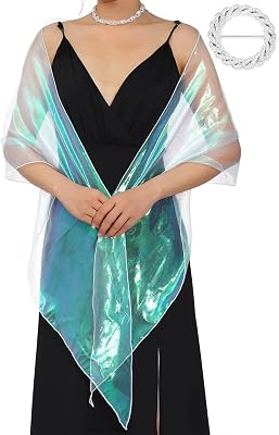 EASEDAILY Womens Shawls and Wraps for Evening Dresses Sparkle Sheer Wedding Scarf Bridal Stole Cape for Birdesmaid and Birde