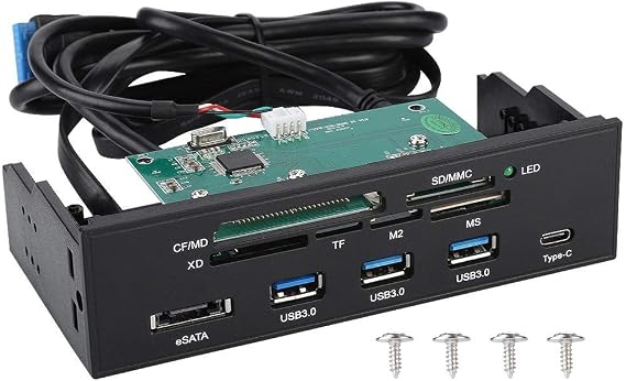 Internal Card Reader 5.25inches High Speed Front USB 3.0 Interface Multifunction Internal Card Reader Dashboard PC Front Panel,Equipped with eSATA and USB 3.1 Port