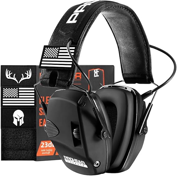 PROHEAR Electronic Ear Protection with 4X Sound Amplification, Noise Reduction Safety Earmuffs, NRR 23dB Noise Reduction Headphones for Loud Work Environments Black