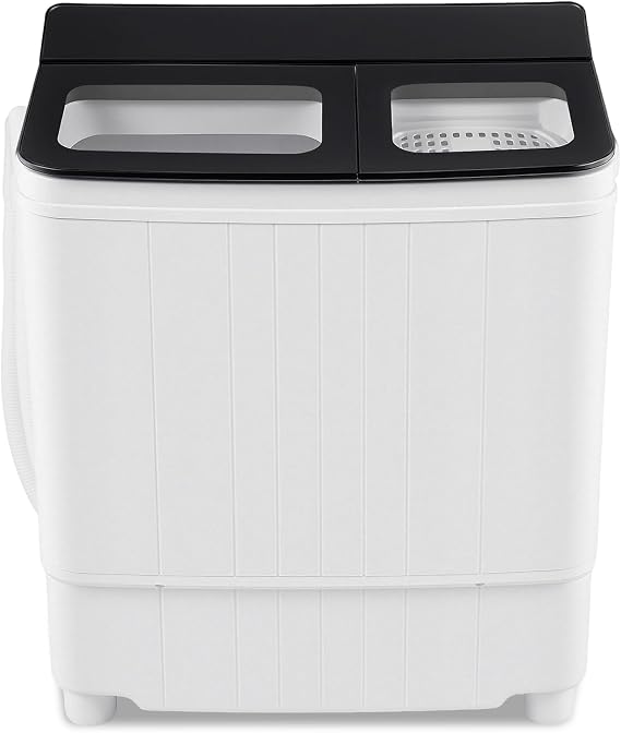 COSTWAY Portable Washing Machine, 26 lbs Laundry Machine with 18 LBS Washer & 8 LBS Spinner Combo, Twin Tub Washer with Built-in Drain Pump for