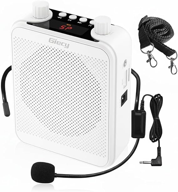 30W Portable Voice Amplifier with Wired Microphone Headset, 2800mAh Rechargeable PA System Speaker Personal Microphone Speech Power Amplifiers Loudspeaker for Teachers/Metting/Tour Guide