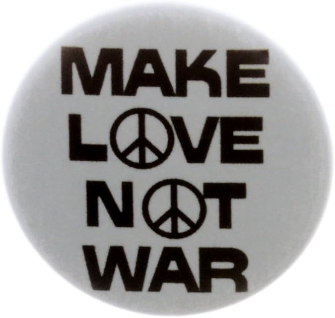 A&T Designs - Make Love Not War 1.25" Pinback Button Pin Peace Sign Hippie