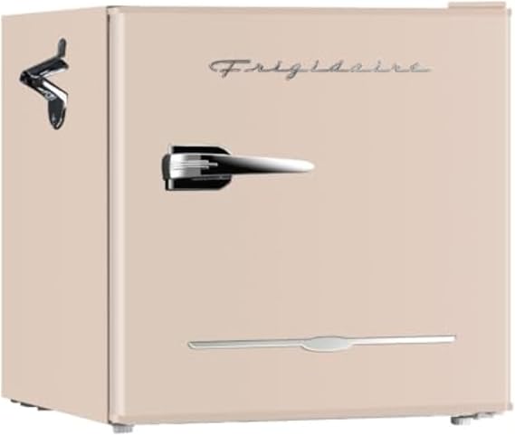 Frigidaire EFR176-CORAL 1.6 cu ft Coral Retro Fridge with Side Bottle Opener. for The Office, Dorm Room or Cabin