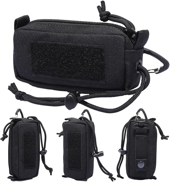 Tactical MOLLE Pouch, Small EDC Waist Bag Belt Pouch with Belt Clip and Hook, Hanging EDC Pouch Mini Compact Pocket Organizer for AirPods Earphones, Keys, Coins, Earphones, EDC Gear Tools
