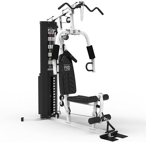Marcy Home Gym Workout Station, Full Body Exercise and Training, White | Fitness Equipment with Leg Press, Cable Pulley, Smith Machine, Lat Pulldown & Weights
