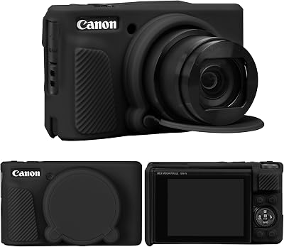 RAIALL Silicone Case for Canon PowerShot SX740 SX730 Digital Camera, SX740 HS Soft Protective Silicone Sleeve Holder, Travel Lightweight Rubber Cover with Removable Lens Cover, Black