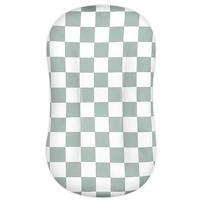 DILIMI Baby Lounger Cover, Newborn Lounger Cover for Boys Girls, Removable Soft Comfortable Lounger Slipcover, Green Checkerboard Lounger not Included