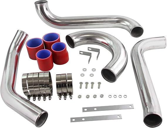 Intercooler Pipe Kit for Toyota Supra MK4 2JZ-GTE JZA80 2JZGTE Engine Twin Turbo 3.0L MKIV 1993-1998 (pipe sliver-red)