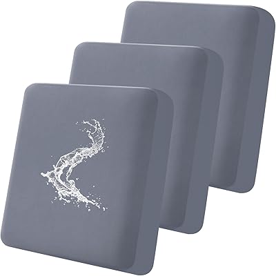 Smiry Waterproof Couch Cushion Covers, Stretch Washable Sofa Cushion Cover, Soft Sofa Slipcover Elastic Non-Slip Furniture Protector for Pets, Kid 3 Pack, Grey