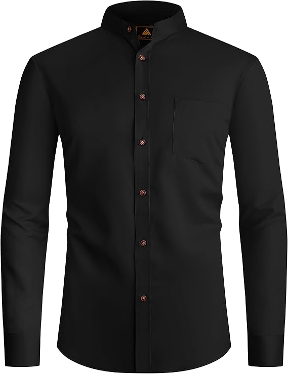 SWISSWELL Mandarin Collar Dress Shirt for Men Clergy Shirt Collarless Button Down Business Casual Shirts
