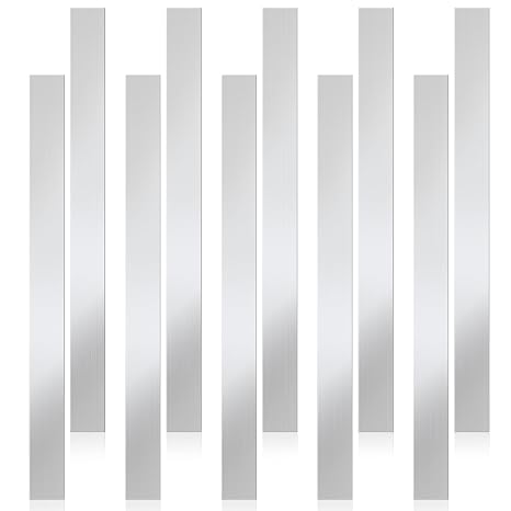 Amylove 10 Pcs Metal Strips Shim Stock Metal Sheet Shims Gap Filler Trim Strip 0.02'' Thickness(Stainless Steel,1'' Width)