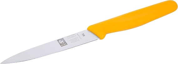 ICEL 4 Inch Paring Knife - Straight Edge, High Carbon German Stainless Steel, Razor Sharp Blade, Rust-Proof, Perfect for Paring, Slicing, Dicing, Cutting and Chopping, Yellow Polypropylene Handle