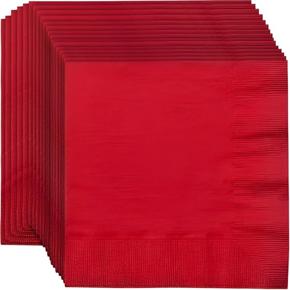 Disposable Party Paper Napkins - 13" x 13" | Red | Pack of 20