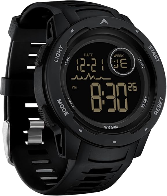 findtime Red Mens Digital Sports Watch for Women, Reloj para Hombre Tactical Military 5ATM Waterproof Watches for Men with LED Back Ligh/Alarm/Date/12/24H Stopwatch Outdoor Unisex