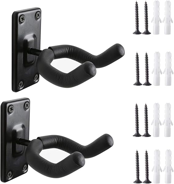 Guitar Wall Mount 2Pack,Guitar Hangers for Wall,Wall Guitar Mount Hooks Stand,Perfectly Display Musical Instruments for Retail Shop,Bedroom,Playroom,Bar,Rehearsal,2Sets Square & Black