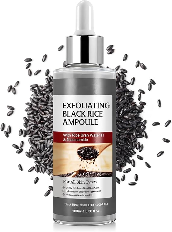 Black Rice Exfoliant, Peel Shot Glow Exfoliating Face Serum, Korean Skin Care Soft Exfoliating Body Scrub Dead Skin Cells, Blackheads Remover For All Skin Types 100ml 