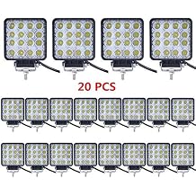 Led Light Bar, Turboo 20PCS 4inch 48W LED Square Light Spot Lights Off-Road Lights,Off-Road Vehicle Accessories for Trucks ATV, SUV, UTV, 4WD, Jeep, Boat and More