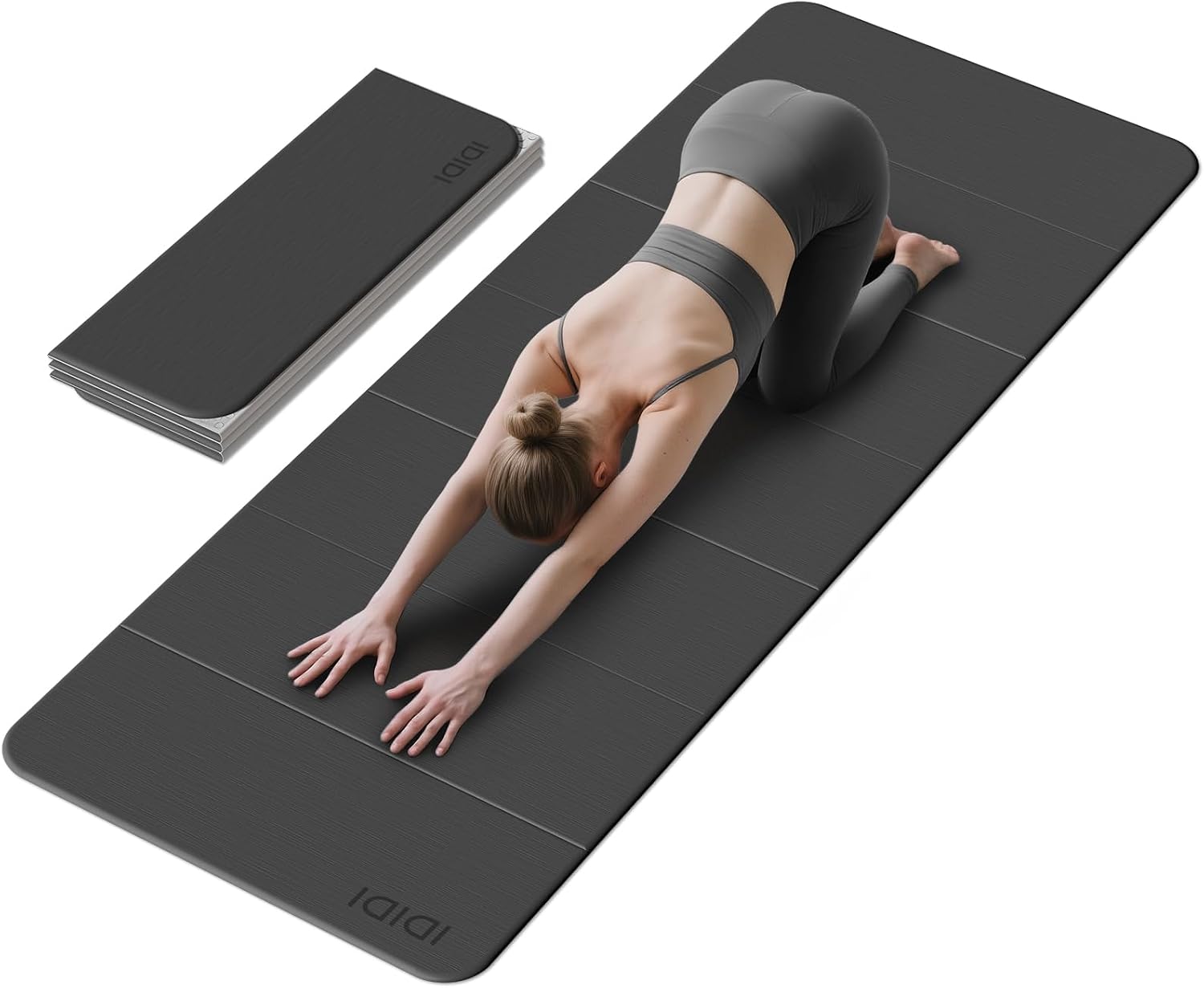 Foldable Yoga Mat Extra Thick & Large (74" x 31.5" x 0.32"), Double-Sided Non Slip & Lightweight Fitness Mat, 8mm Thick Wide Exercise Mats for Woman Man Kids, Portable Workout Mats for Travel, Studio