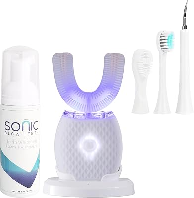 Ultrasonic Toothbrush for Adults - Automatic Electric Toothbrush with Soft Bristles & 30s Timer Rechargeable Portable Design with Wireless Charging Waterproof & Washable for Travel & Home Use White
