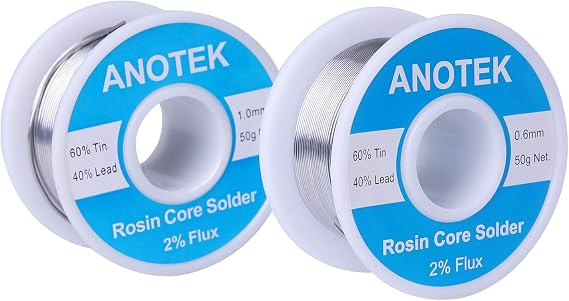 Solder Wire 60/40 Solder Wire Tin Lead Rosin Core, 0.6mm and 1.0mm Solder Wire with Rosin for Electrical Soldering and DIY(0.6mm and 1.0mm/ 50g)