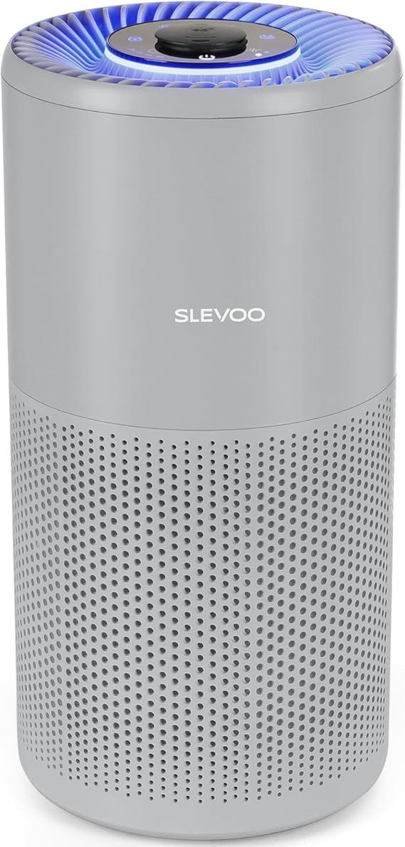 SLEVOO Air Purifier for Home Bedroom up to 1015 ft², Allergies Pet Hair, 3-in-1 Filter with hepa Air Purifier, Ultra Quiet 24 DB Sleep Mode,Aromatherapy,clean for Allergies,Pollutants,Smoke (Grey)