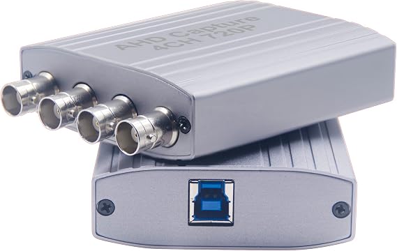 AHD Video Capture Card 4CH 720P 30FPS Recording Input PAL 25fps NTSC 30fps USB Output AHD Input Video Recording, Easy Operation, No Driver Needed, Live Streaming (4CH AHD Capture)