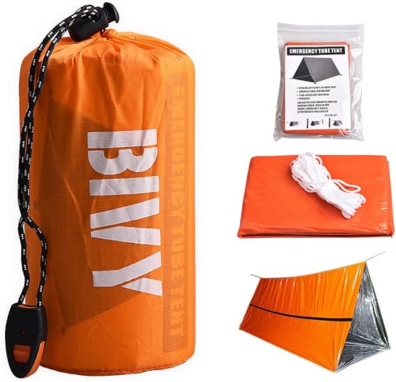 Life Emergency Shelter - 2 Person Tent - Emergency Blanket/Sleeping Bag/Raincoat 4PCS - Survival Tarp