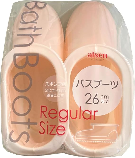 Aisen Gentle Comfortable Bath Cleaning Bath Boots, Regular, 10.2 inches 26 cm, Pink