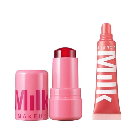 Milk Makeup Cooling Water Jelly Tint + Balmade Set Long-Lasting Lip + Cheek Stain & Hydrating Nourishing, Sheer Gloss Electrolyte Lip Balm Stain, Chill, 0.17 oz, Balmade, Werk Out, 0.4.oz