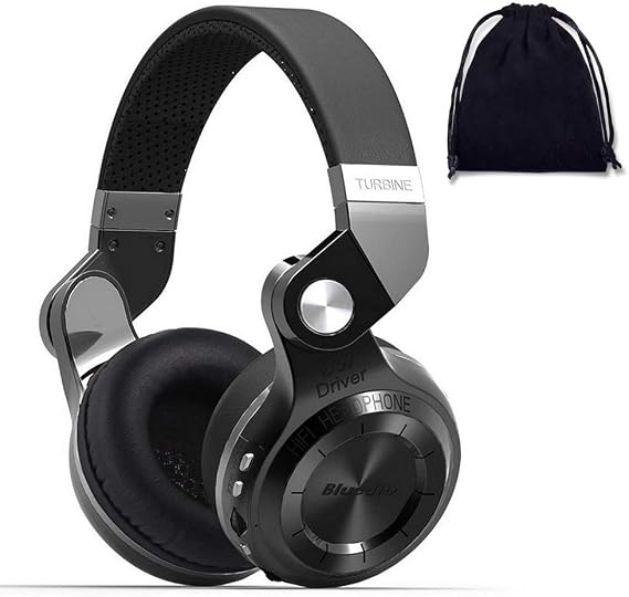 Bluedio Bluetooth Headphones Over Ear, Lightweight Rotary Folding Wireless Headphones with Micro 40 H Music Time Headset with SD Card Slot/FM Radio and Storage Bag (Black T2+)