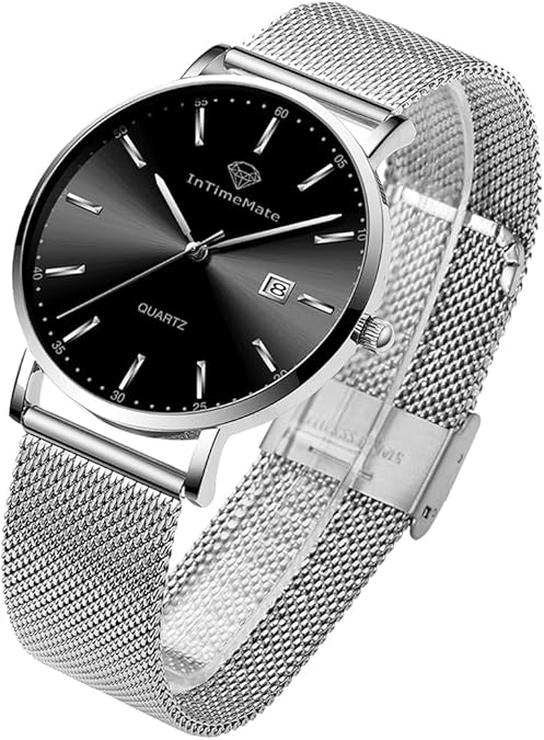 Mens Black Watch for Men Minimalist Ultra Thin Men Watches Casual Easy Read Analog Luminous Reloj De Hombre