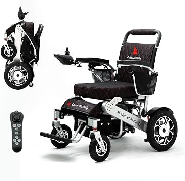 Electric Wheelchair for Adults, All Terrain Lightweight Foldable Wheelchairs XL,Power Motorized Electric Wheel Chair, Comfortable Remote Control Mobility Aid Black