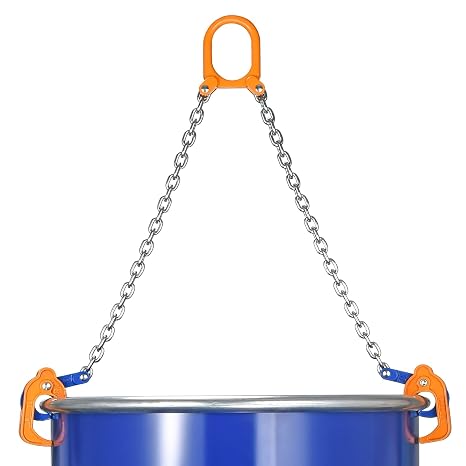 Chain Drum Lifter - 2000 lbs WLL-55 Gallon Drum Lift - Designed for Lifting 30 and 55 Gallon Closed Metal/Plastic Drums with a Top Lip...